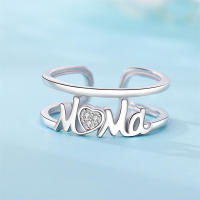 Anillo ajustable de Plata de Ley 925 brillante geométrico para mamá familiar, regalo de moda para fiesta de citas y boda para mujeres y niñas - details 3