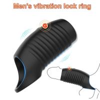 Leten 2 en 1 funda vibratoria anillo de Control de aplicación extensor de eyaculación retardante masculino vibrador juguetes sexuales para adultos - details 3