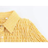 BUNO-moda para mujer, Mini vestido plisado a cuadros con una botonadura, Vintage, cuello de solapa, manga corta, vestidos elegantes para mujer - details 4