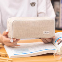 Estuche de Lápices de Canvas de Gran Capacidad de 3 Partes Regalo Ideal para Estudiantes, Niñas, Niños, Adultos Estuches y Cajas de Papelería - details 1