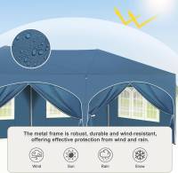 Carpa Gazebo 3x6m 6 Paredes Laterales Resistente al Agua Protección UV 50+ Altura Ajustable Azul - details 3
