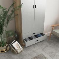 Armario alto de madera de roble de 2 puertas con 2 cajones de almacenamiento de dormitorio para colgar ropa (carcasa de roble + cajones grises) - details 5