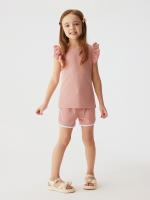 Conjunto De Verano Para Bebé Niña 2024 Shorts Y Camiseta Cómodo Transpirable Ropa De Casa Estilo Casual Sin Mangas Cuello Redondo - details 0