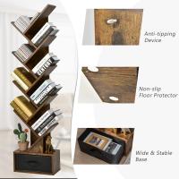 cajón de Tela sin Tejer en Forma de árbol, Estantería de pie de 10 Niveles en Madera, Estantería de Almacenamiento para Dormitorio, salón y Oficina (38x20x149,5cm, Marrón) - details 3