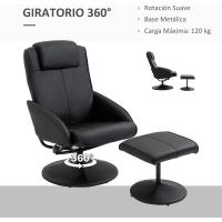 Salón Giratorio con Tapizado en PU y Estructura de Acero Carga 120 kg Butaca para Dormitorio Sala de Estar Gris - details 14
