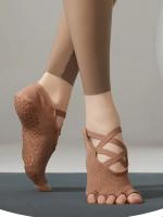 Calcetines de algodón transpirables con espalda descubierta, medias profesionales antideslizantes para Yoga, Pilates, baile, Fitness, deportes, Color sólido - details 36