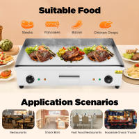 Plancha de encimera para barbacoa eléctrica comercial de 4400 W y 29 pulgadas, parrilla superior plana con pies de goma antideslizantes, potencia fuerte, múltiples rejillas de ventilación, caja de recolección de aceite - details 2