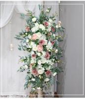 Fila de flores artificiales grandes, arreglo de hojas de sauce, arco de boda, telón de fondo, decoración de pared, esquina colgante, triángulo Floral, 200CM - details 5