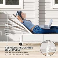 Reclinable Exterior con Ruedas Respaldo Ajustable en 5 Niveles y Estructura de Acero Carga 120 kg para Patio Terraza Balcón 166x60x84 cm Gris - details 12