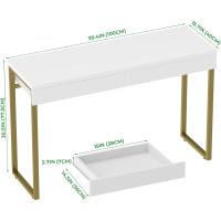 Mesa de Maquillaje Blanca Brillante de 100x40 cm Diseño Comodo con 2 Cajones - details 12
