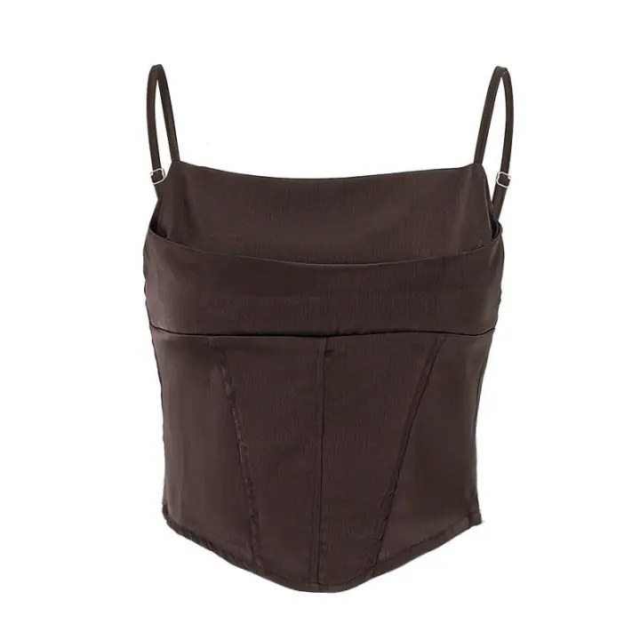 BUNO-Camiseta sin mangas con tirantes finos para mujer, Top corto ajustado con espalda descubierta, ropa de calle para fiesta, verano 2025 - 1