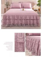 Funda de cama de encaje de lujo, Sábana de falda de tamaño Queen/King, faldas de cama lisas de Color sólido para cama doble - details 2