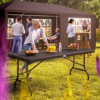 Mesa Jardín Plegable 183x76cm Interiores y Exteriores Acero HDPE Bufé Portátil 8 Personas - details 1