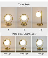 Tomaxin Lámpara de mesa con sensor táctil, lámpara de estudio compacta con protección ocular y bola de cristal enchufable dorada, lámpara de noche dimmable. - details 2