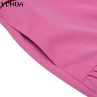 VONDA, vestido con volantes para mujer, verano 2025, vestido veraniego de Color sólido, Vestidos de playa con cuello en V, bata holgada informal bohemia de gran tamaño - details 11