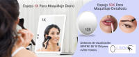 Espejo de Maquillaje Plegable de Viaje, Recargable de 1800 mAh, Portátil Iluminado con Espejo de Aumento de 10x, 3 Colores Regulables, Espejo Cosmético Ultrafino con Luces (Blanco) - details 4