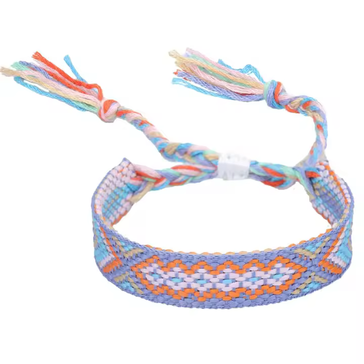 Pulsera de la Amistad tejida para hombre y mujer, brazalete de cuerda trenzada hecha a mano con borlas ajustables, 2 piezas - 1