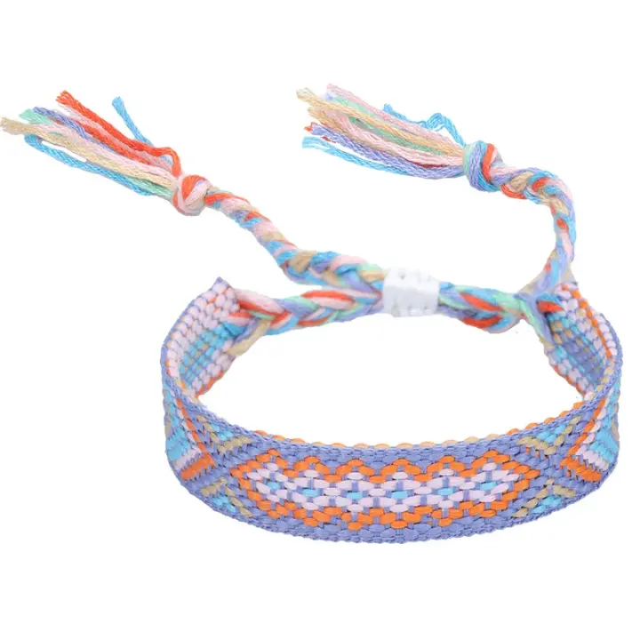 Pulsera de la Amistad tejida para hombre y mujer, brazalete de cuerda trenzada hecha a mano con borlas ajustables, 2 piezas - 1