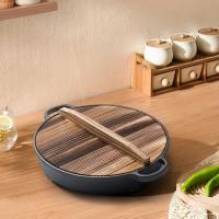 Sartén de hierro fundido duradera de 22/25 cm antiadherente y gruesa con tapa, doble asa, wok de hierro para cocina de gas e inducción. - details 26