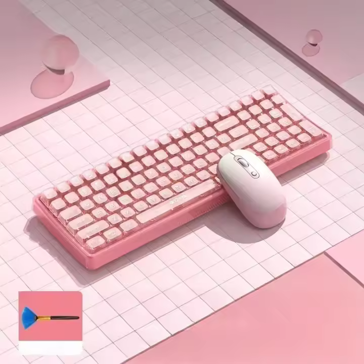 Combo de Teclado y Ratón Inalámbricos UBOTIE Azul 100 Teclas, Receptor USB 2.4GHz, Ratón Optico Ajustable para PC y Portátil - 1