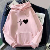 Sudadera con capucha para mujer, suéter cálido con cordón, estampado de corazón, Primavera, novedad - details 5