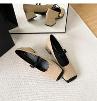 Zapatos Mary Jane franceses de punta cuadrada, individuales, boca ligera, tacón grueso, para mujer, combinación de colores. - details 34