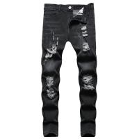 Vaqueros lavados sual para hombre, vaqueros cansados con agujeros, - details 4