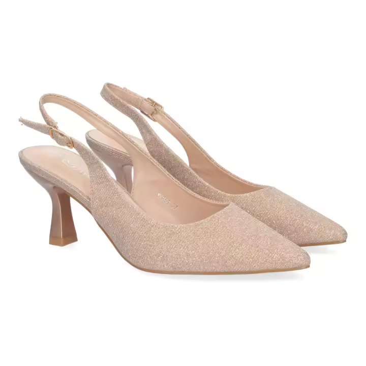 PuntoSalao Zapatos de tacón bajo cómodos para fiesta mujer color champán elegantes para tus eventos - 1