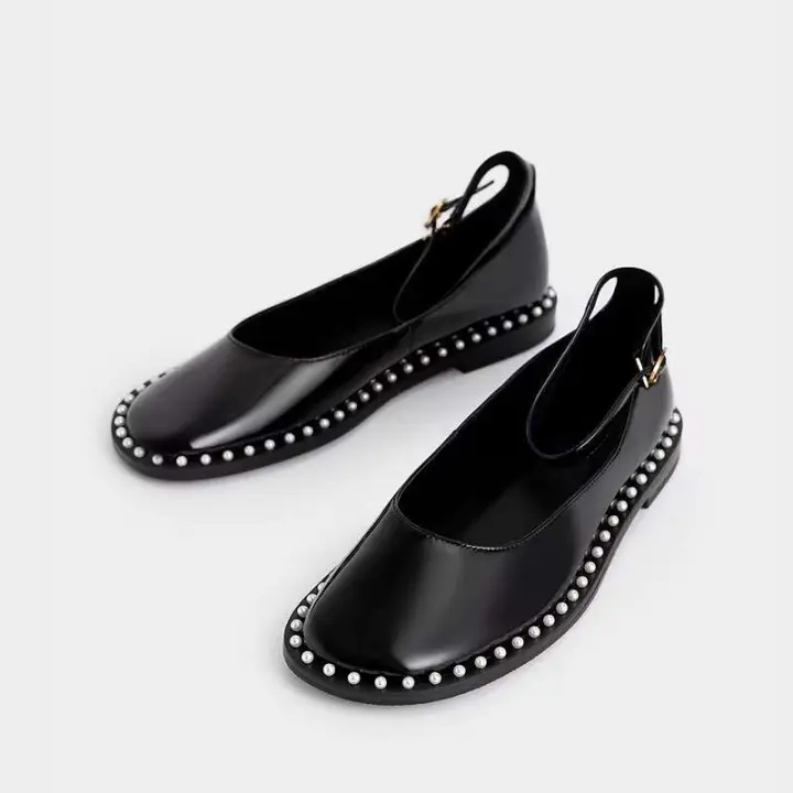 Sandalias planas de verano para mujer, conjunto informal de EVA con hebilla de correa fina y puntiaguda a la moda, tacones altos resistentes - 1