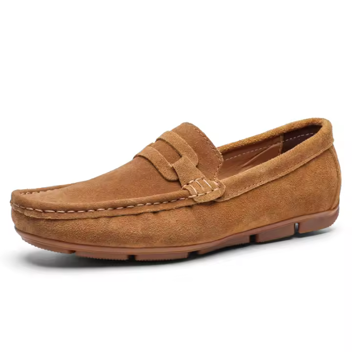 Mocasines antideslizantes de cuero de gamuza para hombre, zapatos ligeros para conducir, boda, oficina, caminar, moda - 1