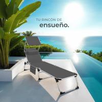 Silla Plegable de Aluminio para Exteriores Tumbona Playa Reclinable en 6 Posiciones, Tumbona Piscina Resistente a Intemperie Gris - details 5