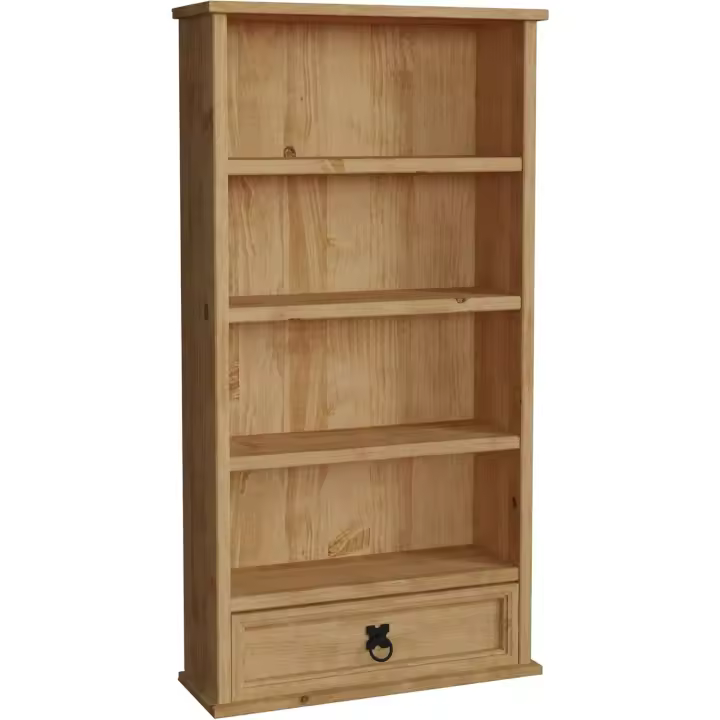 Diseño Corona Estantería para 1 Cajón, DVD/CD, Madera de Pino Maciza - 1