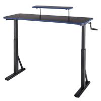 Escritorio de ordenador rectangular para juegos de altura regulable, con estante elevado para colocar el monitor, 140 x 63,5 x 109-126 cm, color rojo - details 12