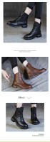 Botas cortas de realce interior de cuero botas de caballero finas de suela gruesa zapatos de mujer versátiles - details 26