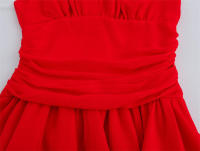 Top de playa de gasa de cintura alta para mujer Vestido corto irregular con cuello redondo en V - details 4