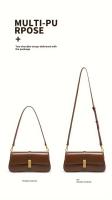 Bolso baguette elegante para mujer - Bolso bandolera desmontable elegante con cierre en tono dorado, marrón/negro, versátil para uso diario, accesorio elegante, artesanía de alta calidad - details 6