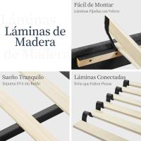 Cama Doble Tapizada 140 x 200cm Estructura de Madera y Metal Moderno Ideal para Adultos 2 Personas - details 38