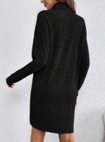 Vestido de Punto de Moda Invernal Cuello Redondo, Manga Larga, Comodidad Suelta para Mujeres - details 10