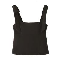 PB & ZA 2025 arco cuello cuadrado simple casual temperamento sling tops de color sólido novedad de verano ropa de mujer - details 4