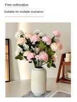 2 uds realista 3 cabezas flor de peonía Artificial 64CM DIY peonía flor simulada flores artificiales de seda para decoración de boda en casa - details 2