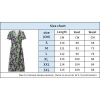 GASL-Elegante Vestido Ajustado con Cuello en V Manga Corta Estampado para Mujer - details 0