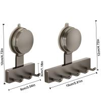 Con 3/5 ganchos, ganchos de ventosa, estante de almacenamiento reutilizable sin perforaciones para abrigo, toalla, ahorro de espacio, gancho Universal montado en la pared - details 0