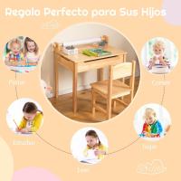 Mesa de Actividades para Niños de Madera Con Silla Escritorio Infantil con Soporte para Papel para Dibujar, Estudiar y Juegar - details 5