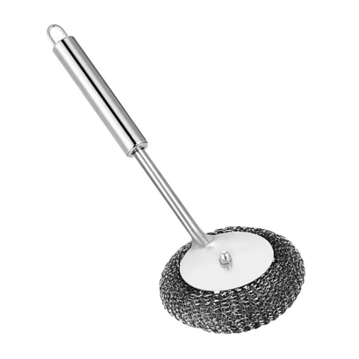 Escofera de Acero Inoxidable Cepillo de Limpieza Cocina con Mango Cómodo - 1