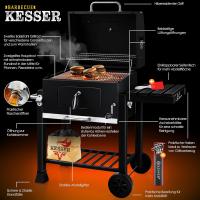 Parrilla de Carbón Grande con Carrito Asador BBQ de Acero Inoxidable con Termómetro - details 11