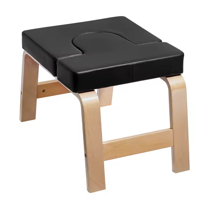 SucceBuy Banco de yoga para cabeza, capacidad de 300 libras, silla de inversión para yoga, entrenador de cabeza, marco de madera y almohadilla de PU, taburete de entrenamiento de equilibrio, alivia la fatiga, negro - 1