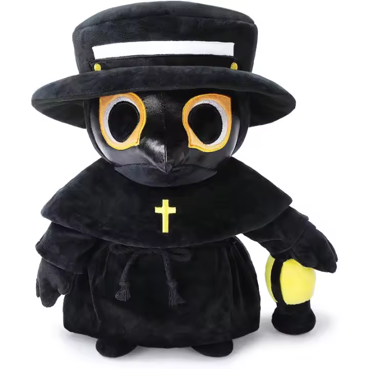 Juguete de peluche Plague Doctor, muñeca de almohada de peluche bonita y de 16 pulgadas de gran peso, decoración de cojín de abrazo de Halloween esponjoso y grande y suave, para niños y adultos - 1