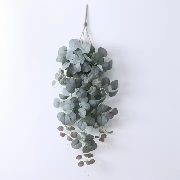 Planta colgante de seda de hiedra verde para fiesta de boda, flores artificiales, hojas de eucalipto - 1