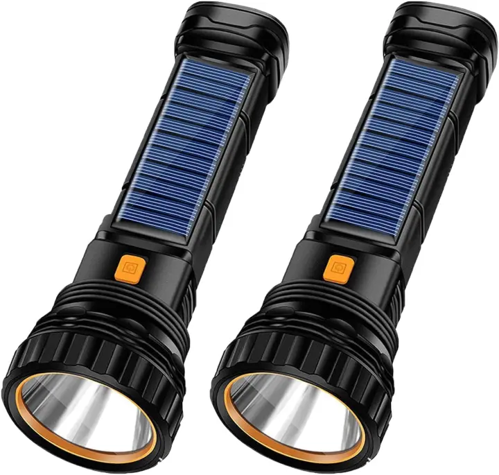 Linterna LED de 1000 Lúmenes con Luz de Estroboscópico de Emergencia RXUNS Carga Solar y Recargable - 1