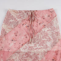 BUNO-Falda acampanada con dobladillo irregular de malla rosa estilo retro para vacaciones de chicas calientes - details 6